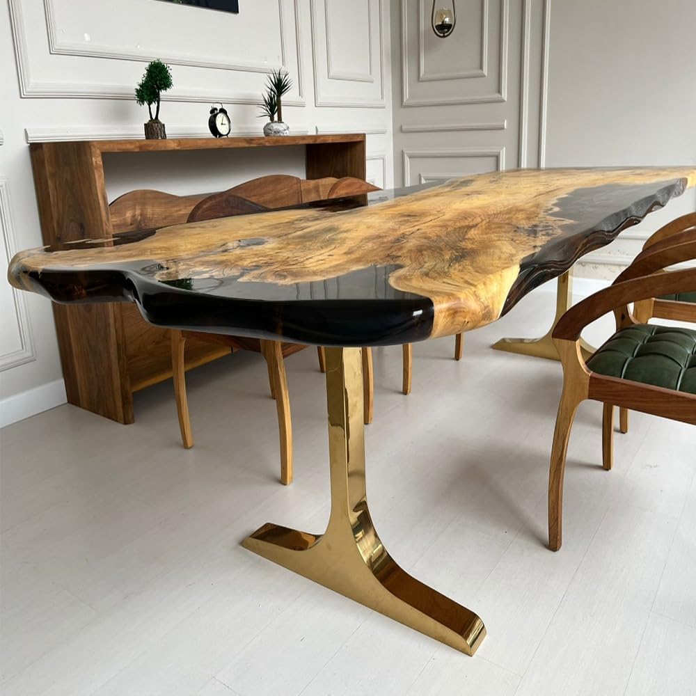 Customized Large Epoxy Table, Clear Resin Dining Table for 2, 4, 6, 8 Black Oval Table, Epoxy Coffee Table, Living Room Table, Home décor