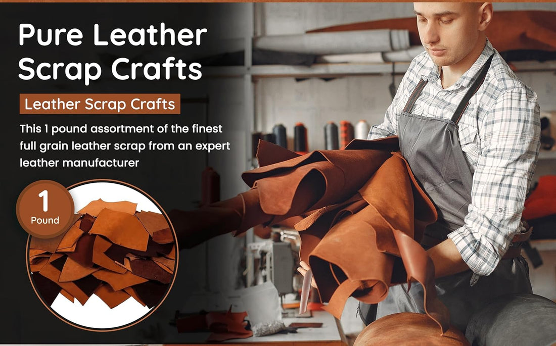 TUZECH Leather Scrap - Large Pieces of Full Grain Leather Cowhide Remnants Bag - Design & Make Crafts - Mixed Colors