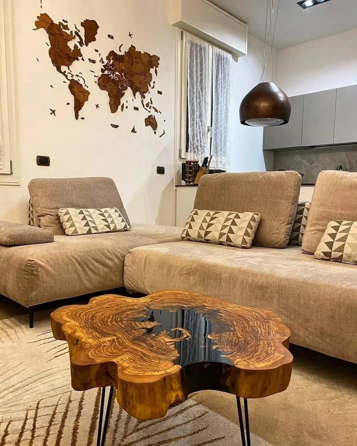 Personalized Jet Black Round Epoxy Resin Coffee Table Dining Table Kitchen Table Patio Table Console Table Living Room Table Central Table Side Table