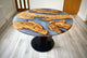 Unique Gray Resin Round Table Top, Multi Gray River Look, Coffee Table, Resin Table, Luxury Table, Walnut Table, Wooden Resin Table