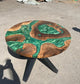 Natural Wood Epoxy Round Emerald River Green Table Coffee Table Side/End Table Epoxy Dining Table Living Room Table for 2, 4, 6, 8 Home Décor Resin Table Patio Table