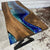 TUZECH Custom Made Dark Wood Table Realistic River with Waves Dinning Table Coffe Table Live Room Table Side/End Table Bar Counter Home Decor