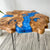 Personalized Azurite Blue Epoxy Resin Round Table Coffee Table Side/End Table Epoxy Dining Table Living Room Table for 2, 4, 6, 8 Home Décor Patio Table