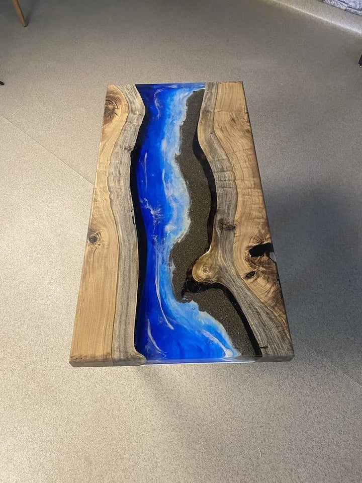Customized Large Epoxy Table, Wooden Sand with Ocean Look, Resin Dining Table for 2, 4, 6, 8, Epoxy Coffee Table, Living Room Table, Home décor