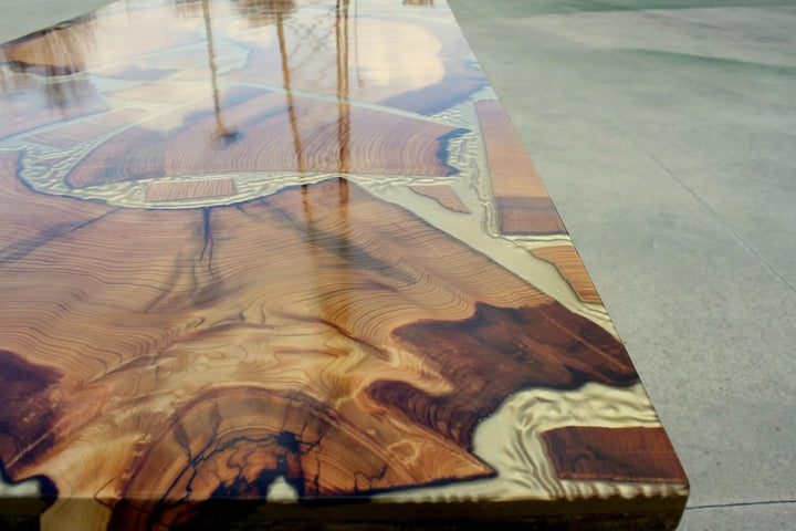 TUZECH Unparalleled Gold Epoxy Resin Dining Table Coffee Table Conference Table Living Room Table Kitchen Table End/Side Table Patio Table Bar Counter Table Home Décor