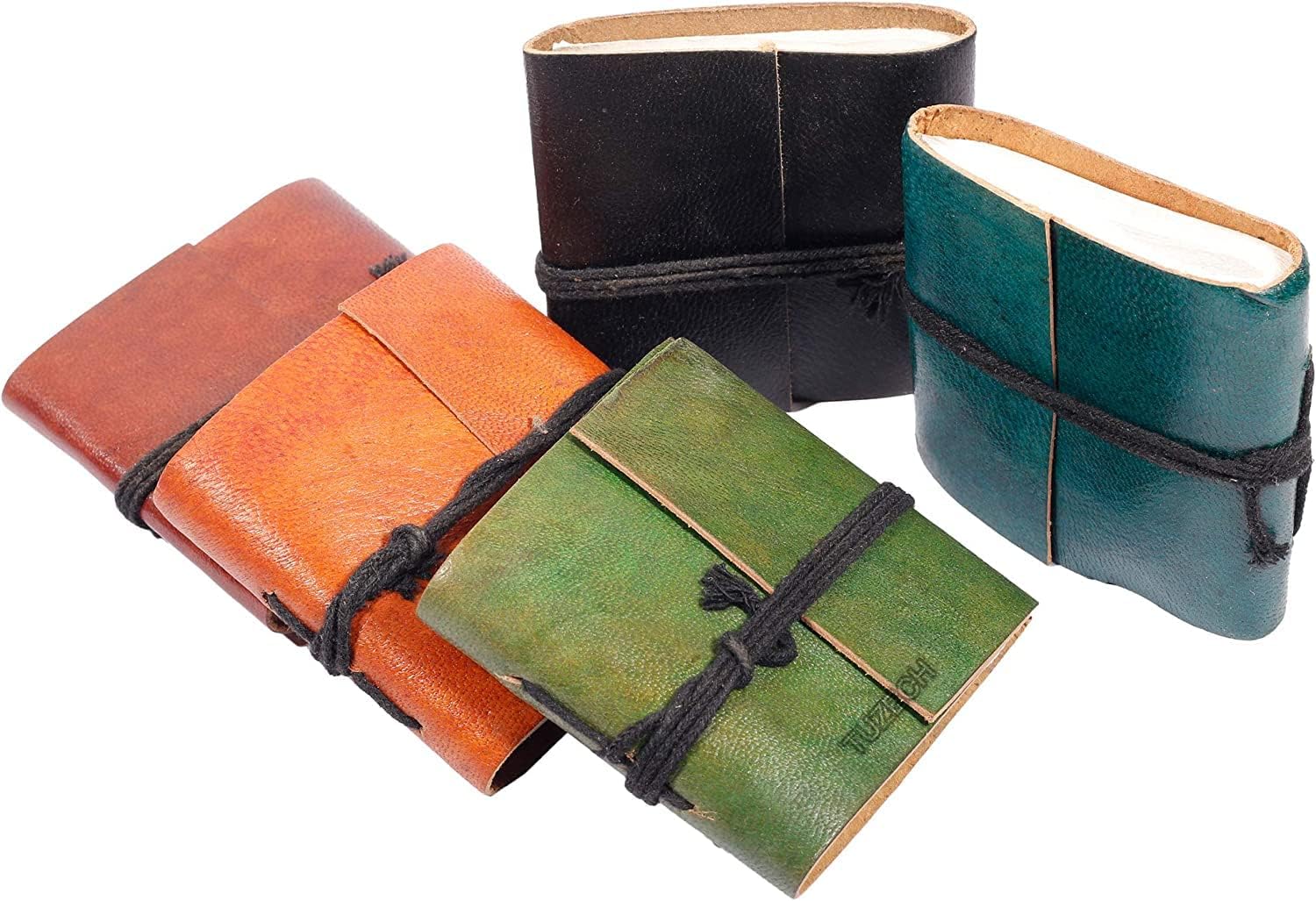 TUZECH Handmade Leather Bound Book of Shadows Mini Notebook Blank Unlined Small Pocket Tiny Journal For Office Artist Architect Personal Note Vintage Diary for Women and Men Rose Miniature
