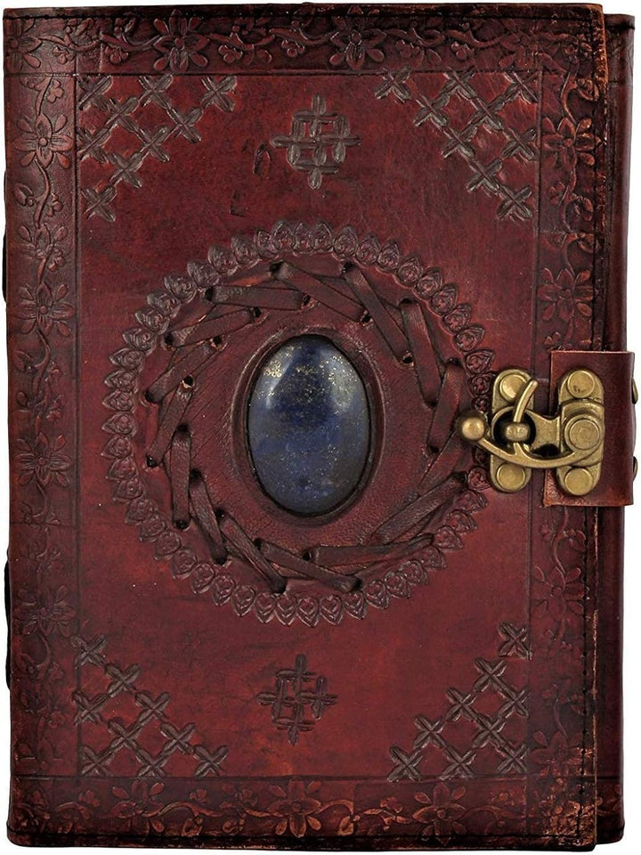 Tuzech Leather Journal Notebook Handmade Leather Bound Journal with C-Lock Genuine Antique Diary Notebook Journal Write Notebook Personal Memoir For Men Women (Brown, 8x6 Inches)
