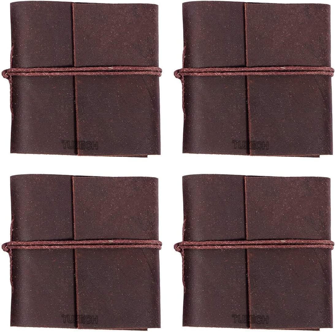 TUZECH Handmade Leather Bound Book of Shadows Mini Notebook Blank Unlined Small Pocket Tiny Journal For Office Artist Architect Personal Note Vintage Diary for Women and Men Rose Miniature