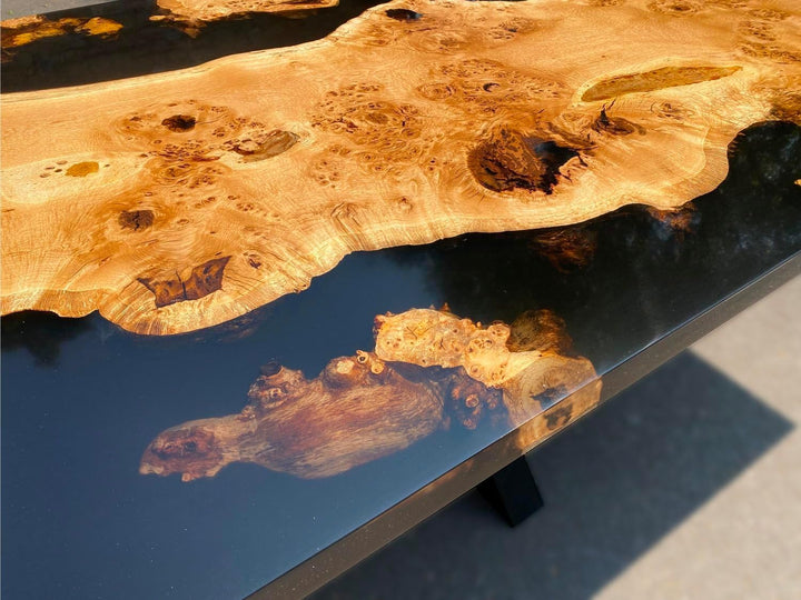 Custom Light Wood with Black River Look Resin Table Epoxy Dining Table Coffee Table End Table Bar Counter Top Living Room Table Wall Art Wooden Table