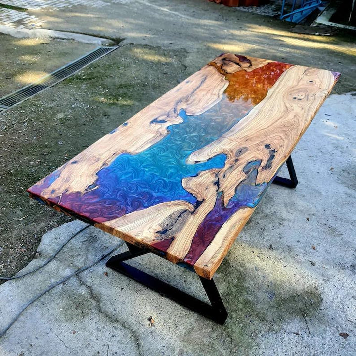 Custom Made Classic Rainbow Look Multi Epoxy Table Dining Table Living Room Table Resin Coffee Table for 2, 4, 6, 8 Wooden Table Console Table Home Décor Patio Table