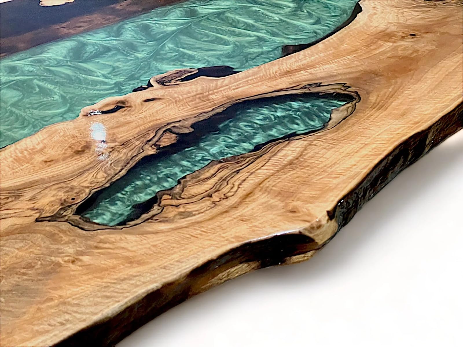Coastal Green Epoxy Resin Dining Table Console Table Living Room Table Conference Table Patio Table End Table Side Table Coffee Table Bar Counter Table Home Décor
