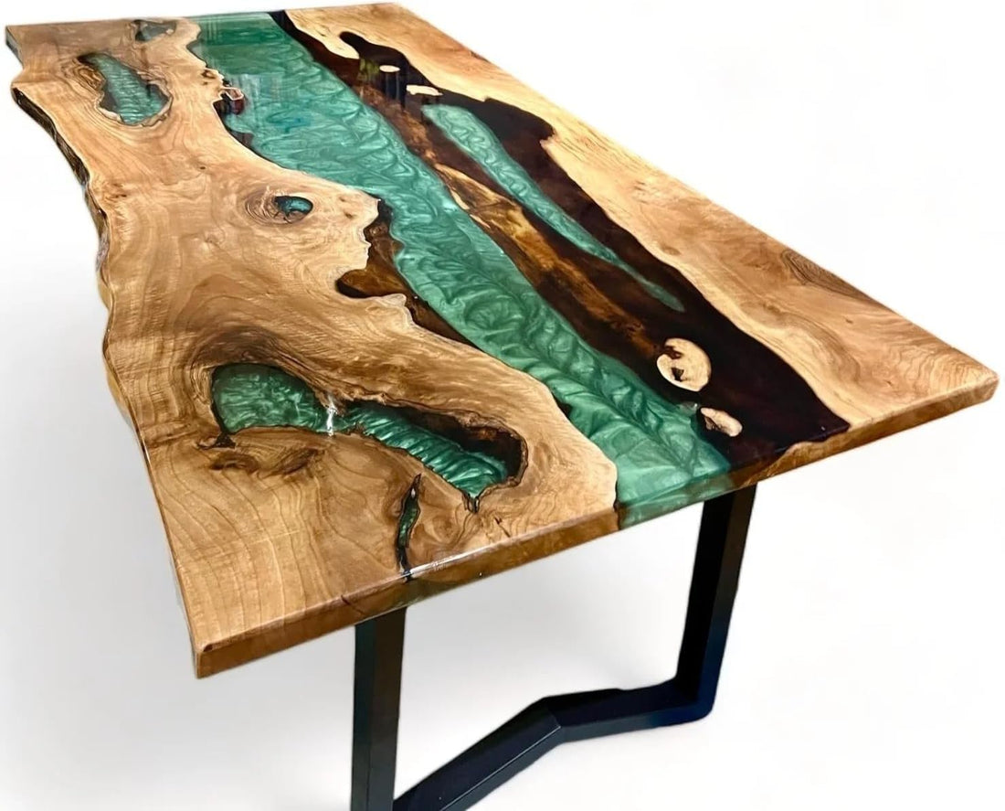 Coastal Green Epoxy Resin Dining Table Console Table Living Room Table Conference Table Patio Table End Table Side Table Coffee Table Bar Counter Table Home Décor