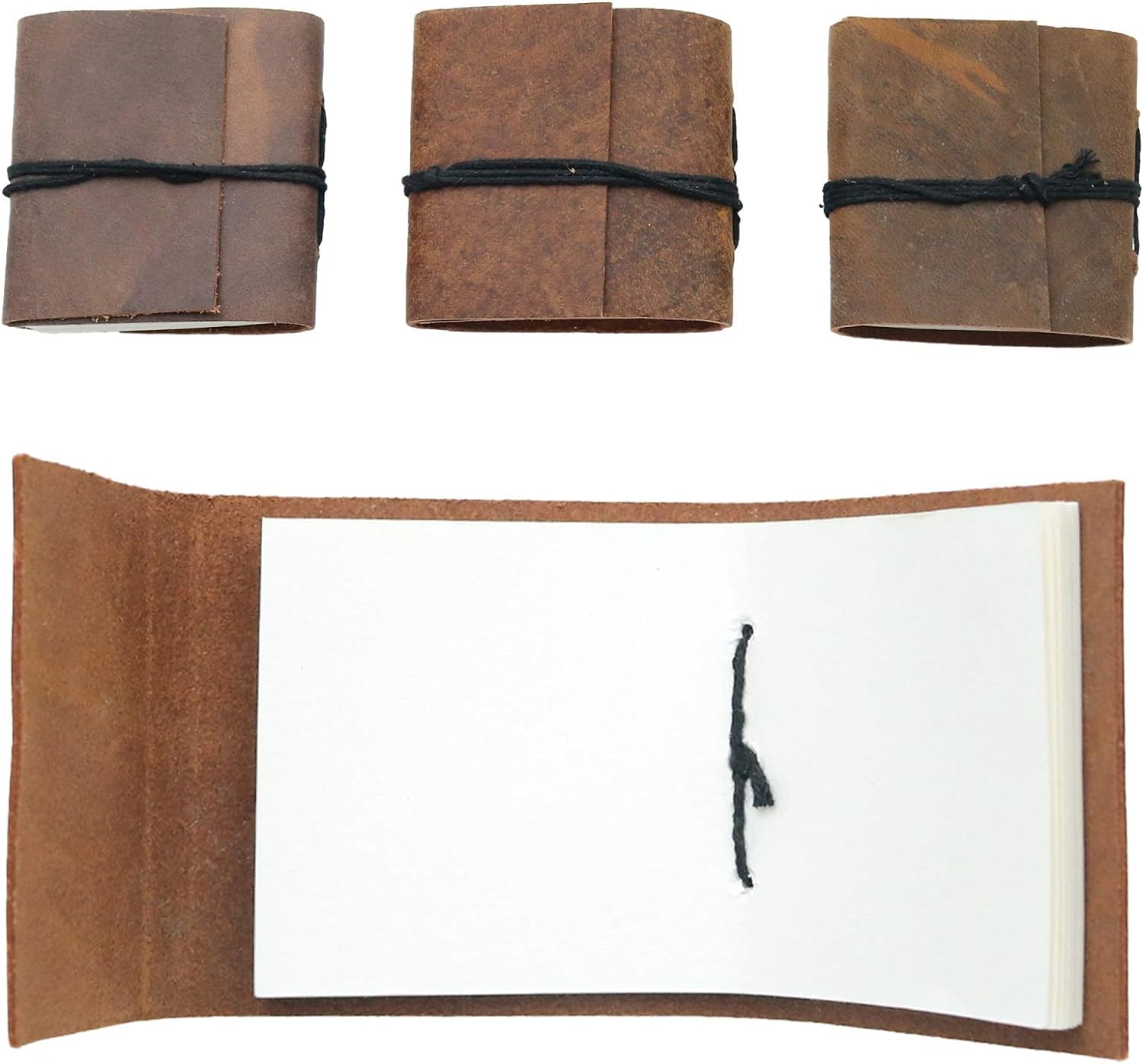 TUZECH Handmade Leather Bound Book of Shadows Mini Notebook Blank Unlined Small Pocket Tiny Journal For Office Artist Architect Personal Note Vintage Diary for Women and Men Rose Miniature
