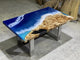 TUZECH Large Indoor Blue Island Look Epoxy Resin Dining Table Resin Coffee Table Living Room Table for 2, 4, 6, 8 Epoxy Table Top Resin Epoxy Table Bar Counter