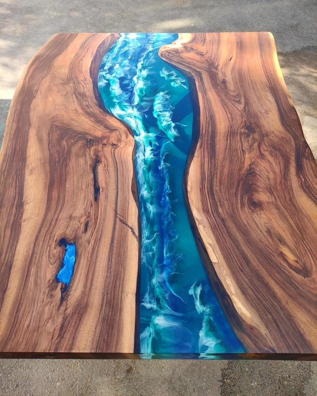 Custom 3D Waves Dark Walnut Emerald Green Blue Ocean Epoxy Table Live Edge River Table Dining Table Coffee Table Sea Table Wooden Table Coastal Table Home Decor