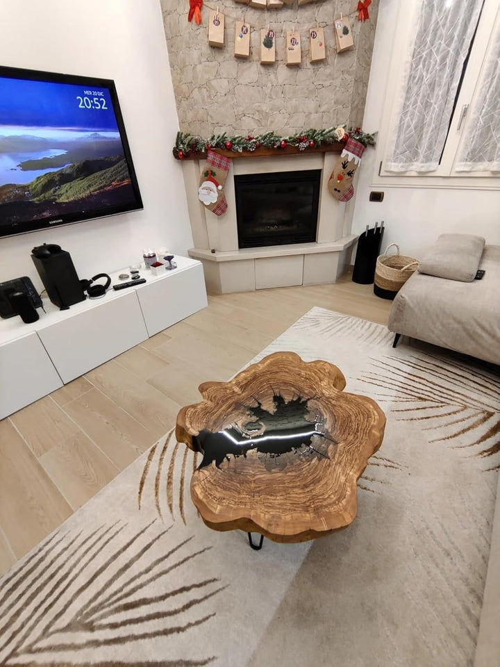 Personalized Jet Black Round Epoxy Resin Coffee Table Dining Table Kitchen Table Patio Table Console Table Living Room Table Central Table Side Table