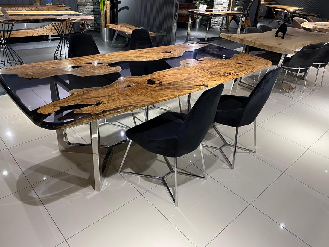 Custom Dark Wood with Transparent Black River Look Resin Table Epoxy Dining Table Coffee Table End Table Bar Counter Top Living Room Table Wall Art Wooden Table