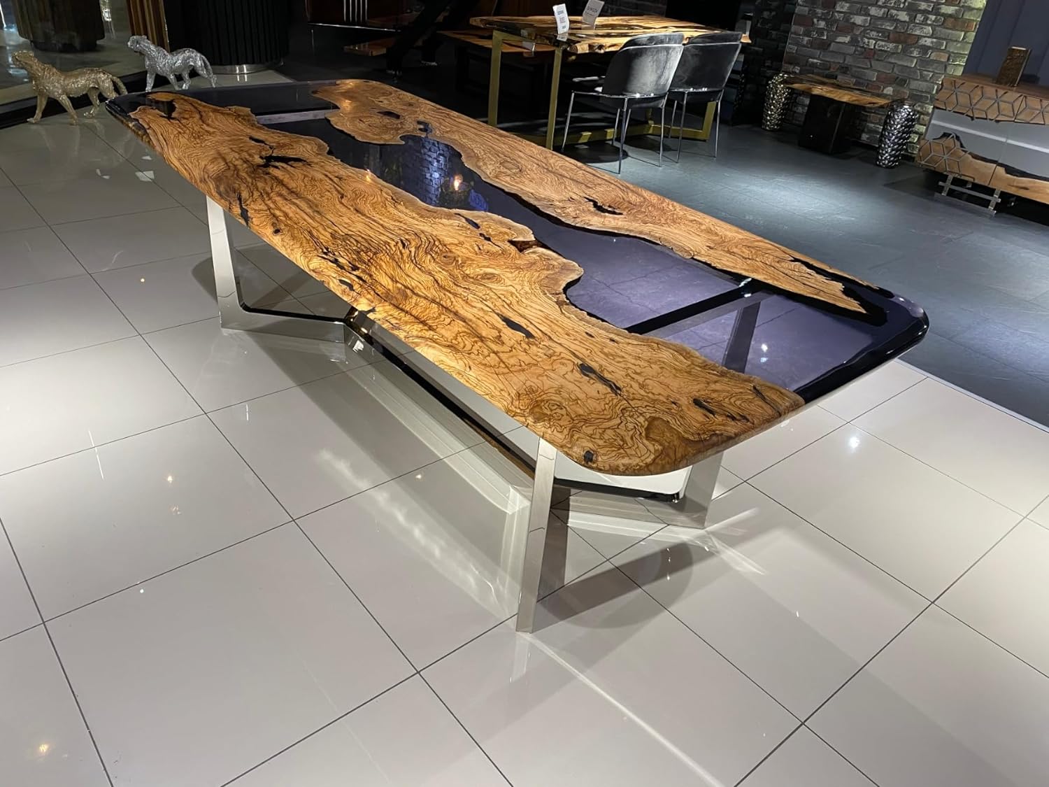 Custom Dark Wood with Transparent Black River Look Resin Table Epoxy Dining Table Coffee Table End Table Bar Counter Top Living Room Table Wall Art Wooden Table