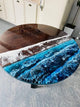 TUZECH Large Indoor Round Ocean Waves Coffee Table Epoxy Dining Table Living Room Table Walnut Table Top Wooden Table Bar Counter Top Wall Art Side/End Table Home Decor