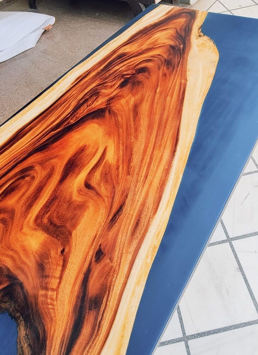 Classic Dark Blue River Look Epoxy Resin Dining Table Coffee Table End Table Wooden Table Living Room Table Bar Counter Home Décor Side Table Top