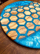 Unique Indoor Hexagon Blocks Round Table Resin Coffee Table River Living Room Table for 2, 4, 6, 8 Table Top Counter Top Side/End Table Home Décor Walnut Table