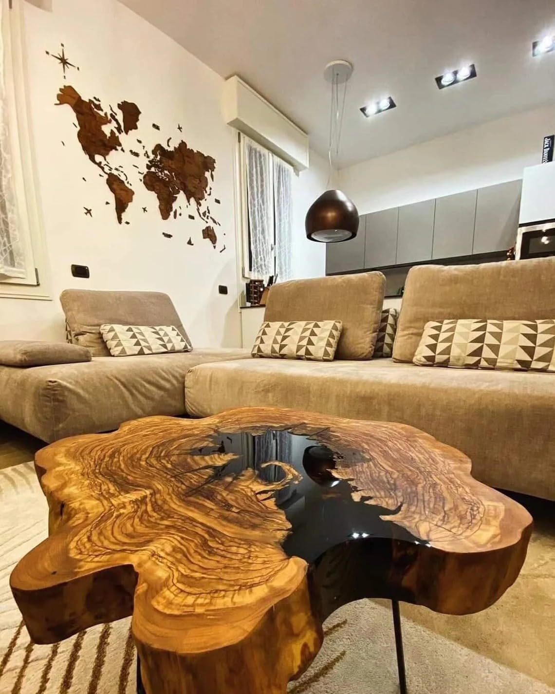 Personalized Jet Black Round Epoxy Resin Coffee Table Dining Table Kitchen Table Patio Table Console Table Living Room Table Central Table Side Table