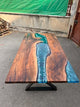 TUZECH Natural Wood Blue River Flow Epoxy Dinning Table Living Room Table Coffee Table Live Edge Wooden Table Resin Table Side/End Table Conference Table Top Home Décor