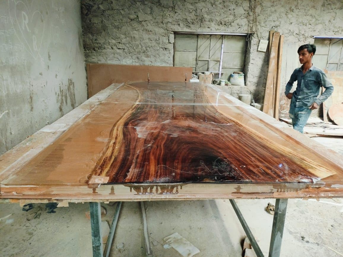 Rustic Natural Wood Crystal Clear River Epoxy Resin Dining Table Live Edge Table Conference Table Console Table Hallway Table Kitchen Table Patio Table End Table