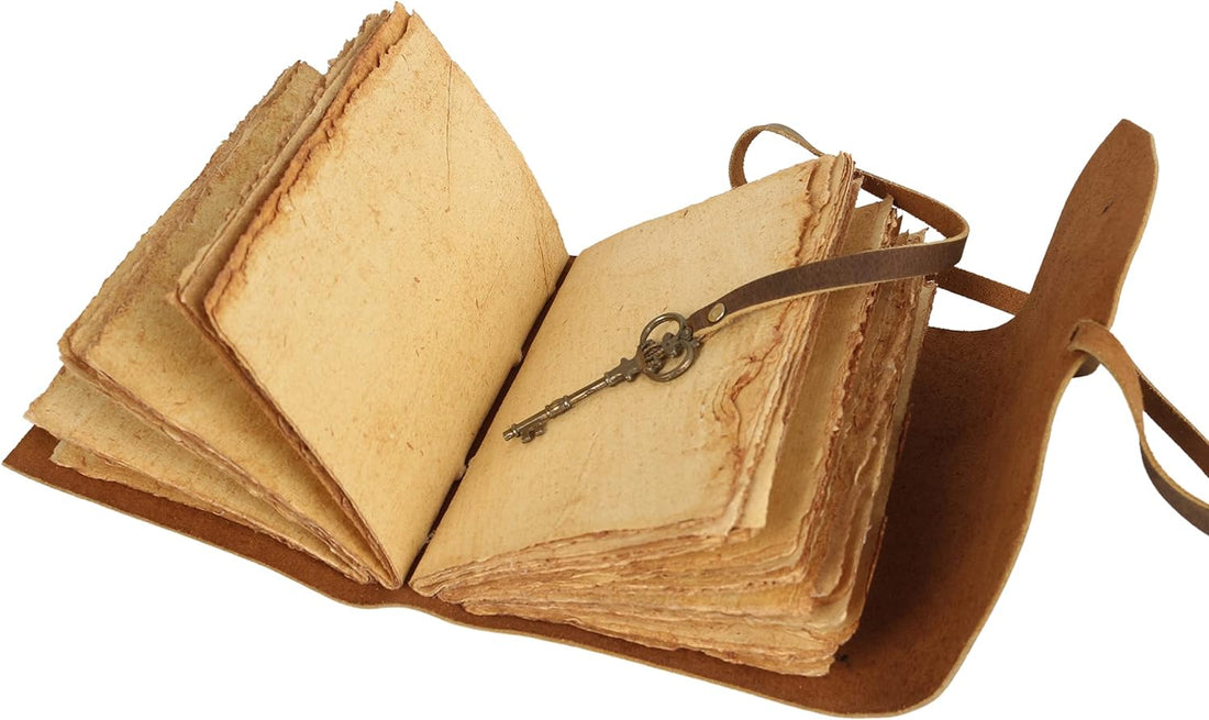 Vintage Journal Retro Travel Diary an Exclusive Handmade Paper Notebook with Key Leather Bound Book Of Shadows Hocus Pocus for Man and Women