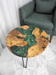 TUZECH Large Indoor Epoxy Round Table Green River Table Resin Coffee Table Acacia Wood Table Living Room for 2, 4, 6, 8 Side/End Table Patio Table Bar Counter Home Decor