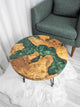 TUZECH Large Indoor Epoxy Round Table Green River Table Resin Coffee Table Acacia Wood Table Living Room for 2, 4, 6, 8 Side/End Table Patio Table Bar Counter Home Decor