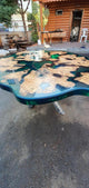 Crystal Clear Green Resin Agate Round Coffee Table Dining Table Centre Table Live Edge Table Console Table Living Room Table Study Table Patio Table End/Side Table