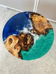 TUZECH Unique Green & Blue Ocean Look Epoxy Round Coffee Table Console Table Patio Table Centre Table Kitchen Table End/Side Table Living Room Table Home Décor