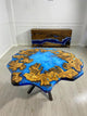 TUZECH Customized Resin Epoxy Round Table Top, Unique Blue Ocean Look, Coffee Table Design, Resin Table, Luxury Decor Table, Walnut Table, Wooden Resin Table,