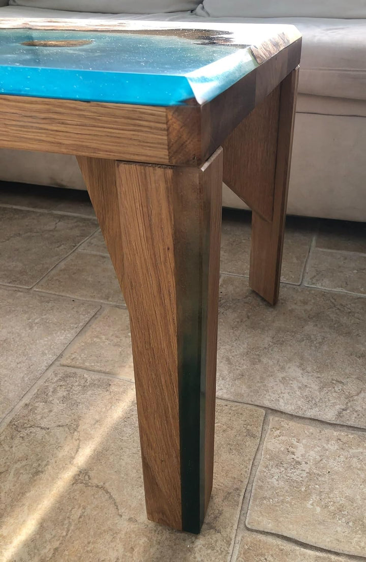 Custom Made Blue River Look Epoxy Resin Dining Table Coffee Table End Table Wooden Table Living Room Table Bar Counter Home Décor Side Table Top