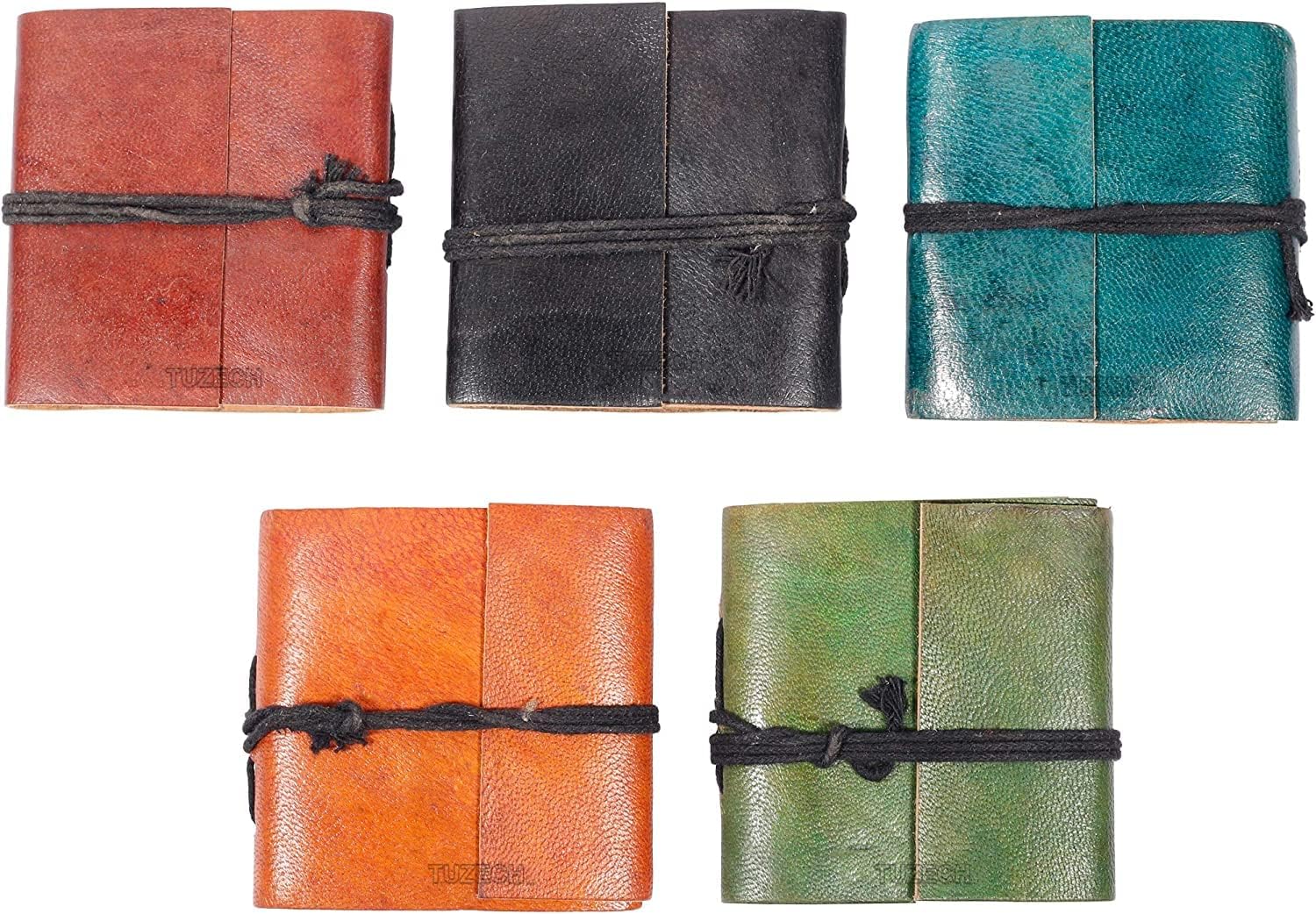 TUZECH Handmade Leather Bound Book of Shadows Mini Notebook Blank Unlined Small Pocket Tiny Journal For Office Artist Architect Personal Note Vintage Diary for Women and Men Rose Miniature