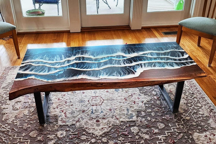 Customized Large Epoxy Table, Multi Ocean Beach Look, Resin Dining Table for 2, 4, 6, 8, Epoxy Coffee Table, Living Room Table, Home décor