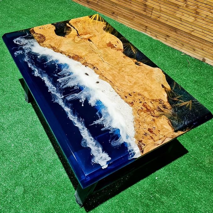 Large Indoor Epoxy Dining Table Ocean Look Resin Coffee Table Living Room Table for 2, 4, 6, 8 Epoxy Table Top Resin Epoxy Table Home Décor Patio Table