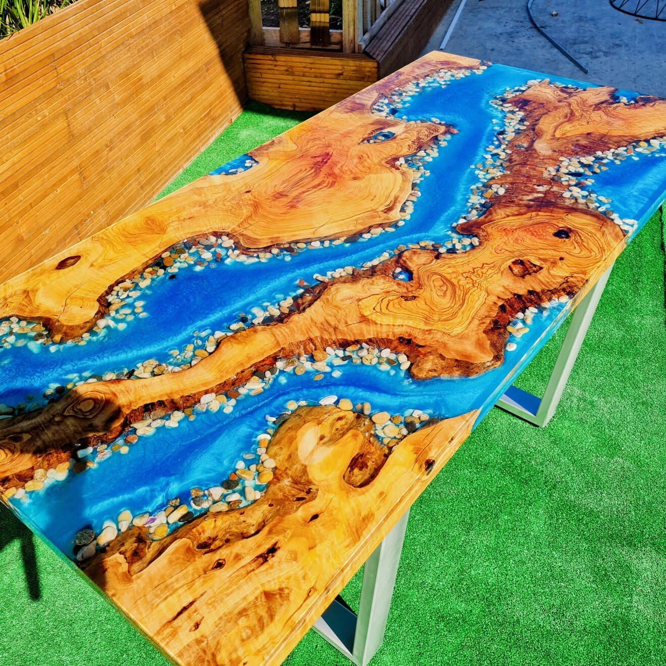 Customized Large Epoxy Table, Blue Resin Ocean Wave Look, Resin Dining Table for 2, 4, 6, 8, Epoxy Coffee Table, Living Room Table, Home décor
