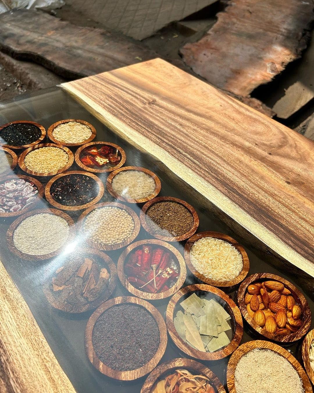 TUZECH Exotic Spices Epoxy Resin Dining Table Coffee Table Living Room Table Console Table Kitchen Table Patio Table Center Table Side Table Bar Counter Table Home Décor
