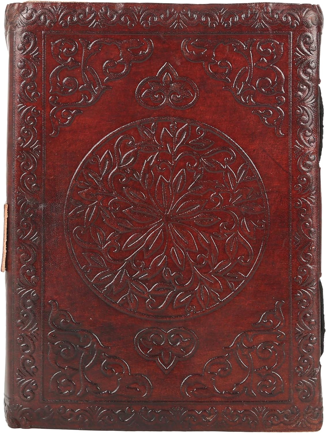 TUZECH Handmade Personalized Crescent Office Home Daily Use, Hocus Pocus Poem Writing Beautiful Pure Leather Stone Leather Bound Journal Moon with Brown Stone, C-Lock for Men and Women
