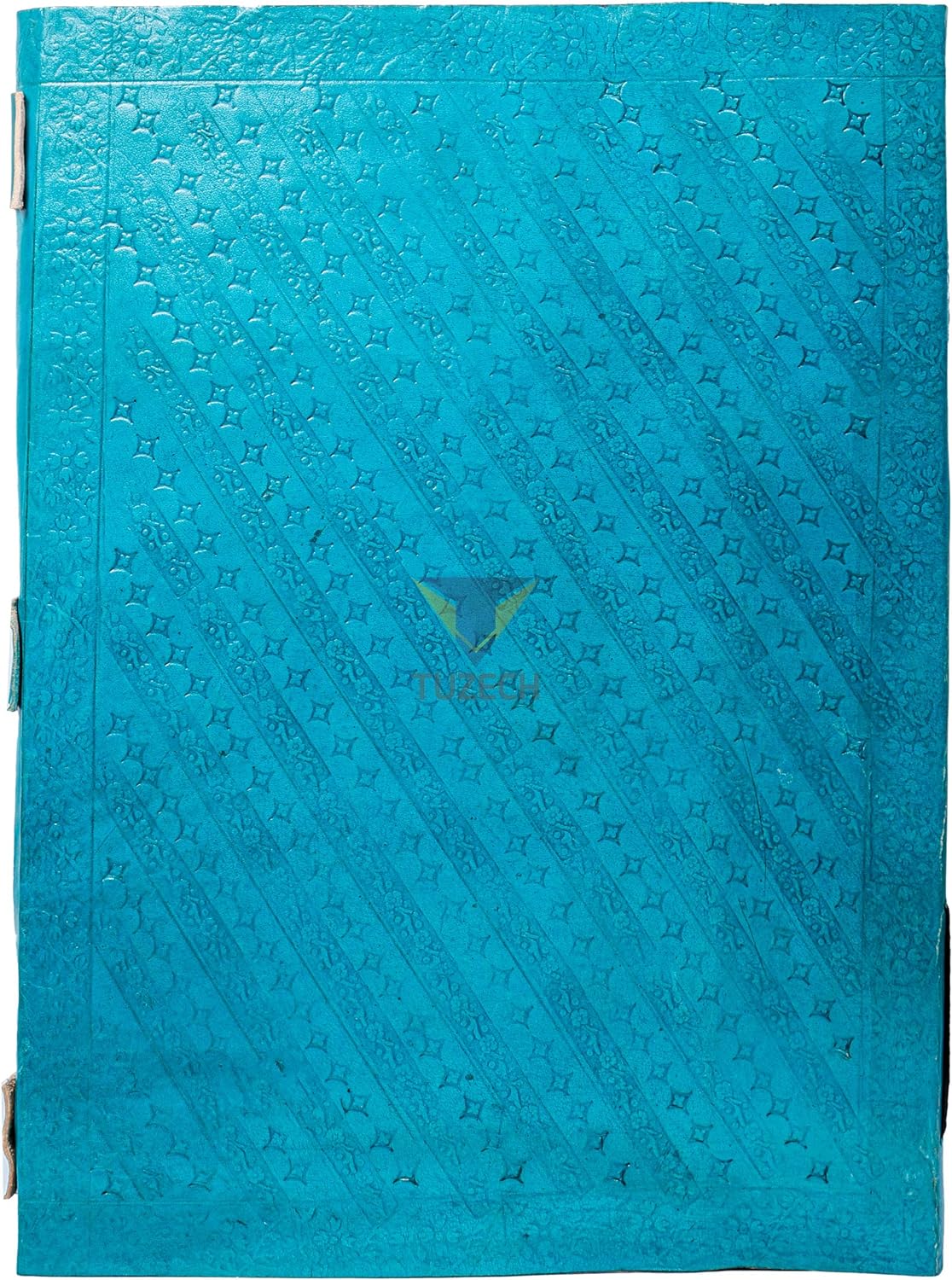 Tuzech Handmade Unique and Antique Notebook Diary for Men Women Nice Tree Embossed Design in Turquoise Color Brass Lock for Nice Closer Unlined Paper