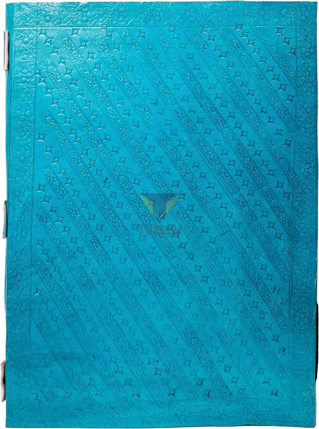 Tuzech Handmade Unique and Antique Notebook Diary for Men Women Nice Tree Embossed Design in Turquoise Color Brass Lock for Nice Closer Unlined Paper