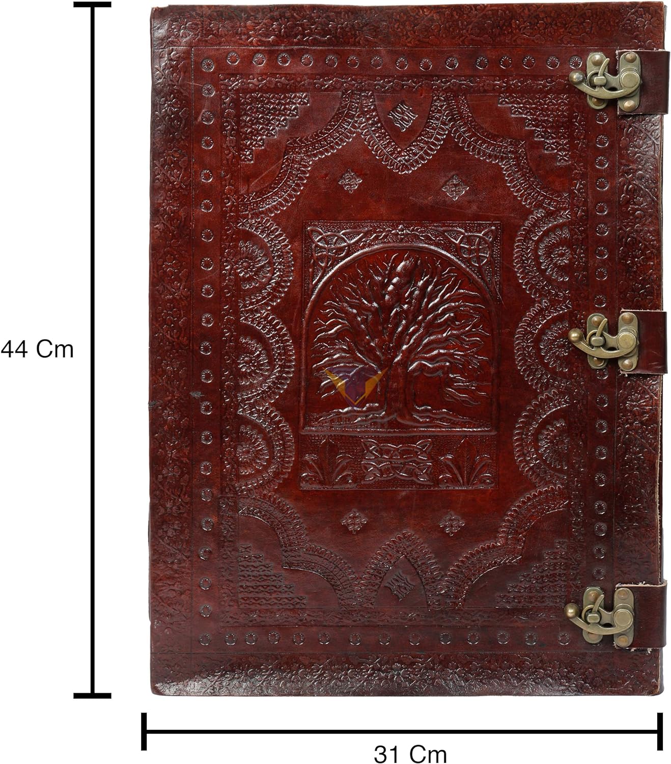 Tuzech Handmade Unique and Antique Notebook Diary for Men Women Nice Tree Embossed Design in Turquoise Color Brass Lock for Nice Closer Unlined Paper