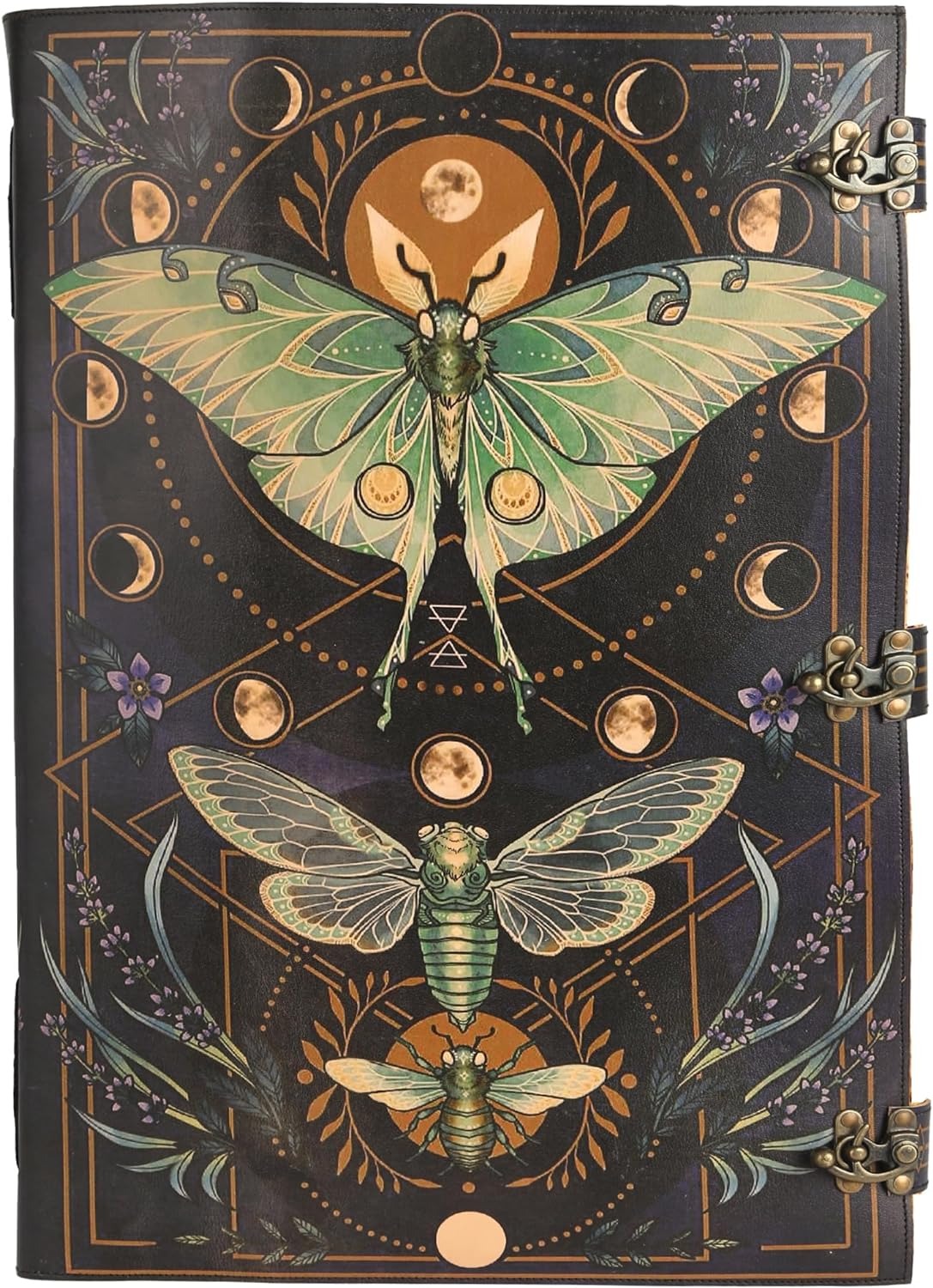 TUZECH Book of Spells Leather Bound Luna Moths Journal Deckle Edge Paper Grimoire Morpho Printed Diary Notebook Spiral Gothic Notebook Antique Vintage Book for Men and Women (The Butterfly)