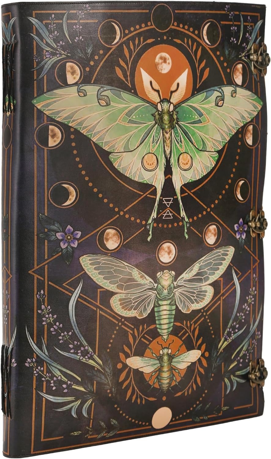 TUZECH Book of Spells Leather Bound Luna Moths Journal Deckle Edge Paper Grimoire Morpho Printed Diary Notebook Spiral Gothic Notebook Antique Vintage Book for Men and Women (The Butterfly)
