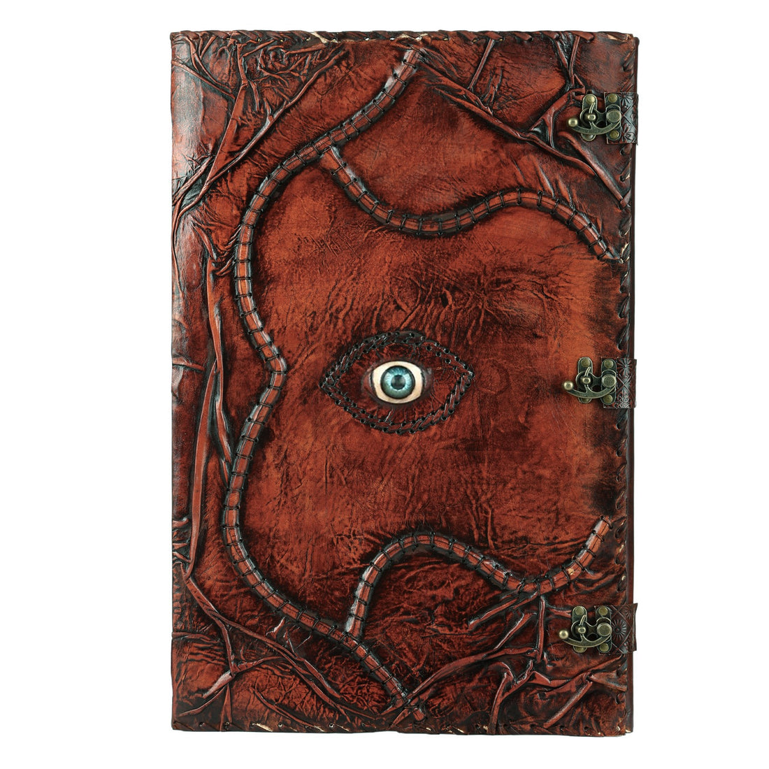 Hocus Pocus Spell Book | Handmade Leather Grimoire Journal with Lock | Third Eye Witchcraft Book of Spells | Vintage Book of Shadows | 22" Inch Witch Antique Notebook