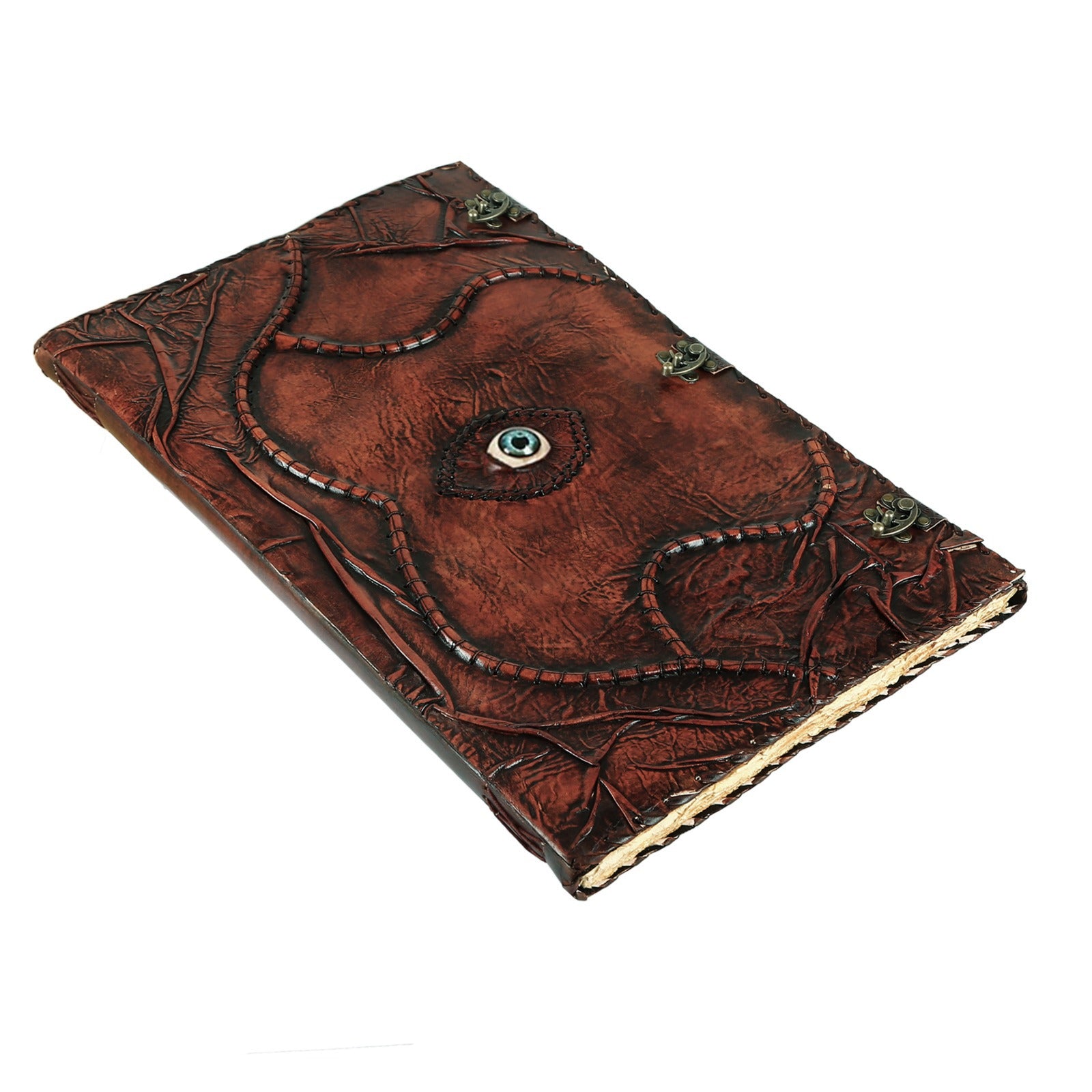 Hocus Pocus Spell Book | Handmade Leather Grimoire Journal with Lock | Third Eye Witchcraft Book of Spells | Vintage Book of Shadows | 22" Inch Witch Antique Notebook