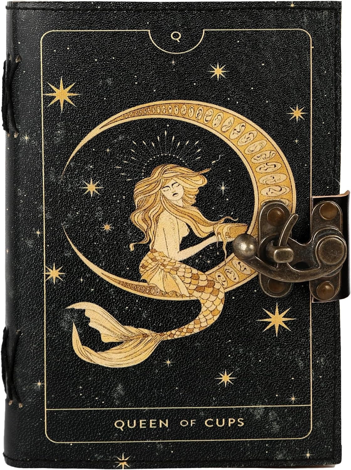 TUZECH Book of Spells Leather Bound Journal Deckle Edge Paper Grimoire Printed Diary Third Eye Notebook Spiral Gothic Notebook Antique Vintage Book for Men and Women