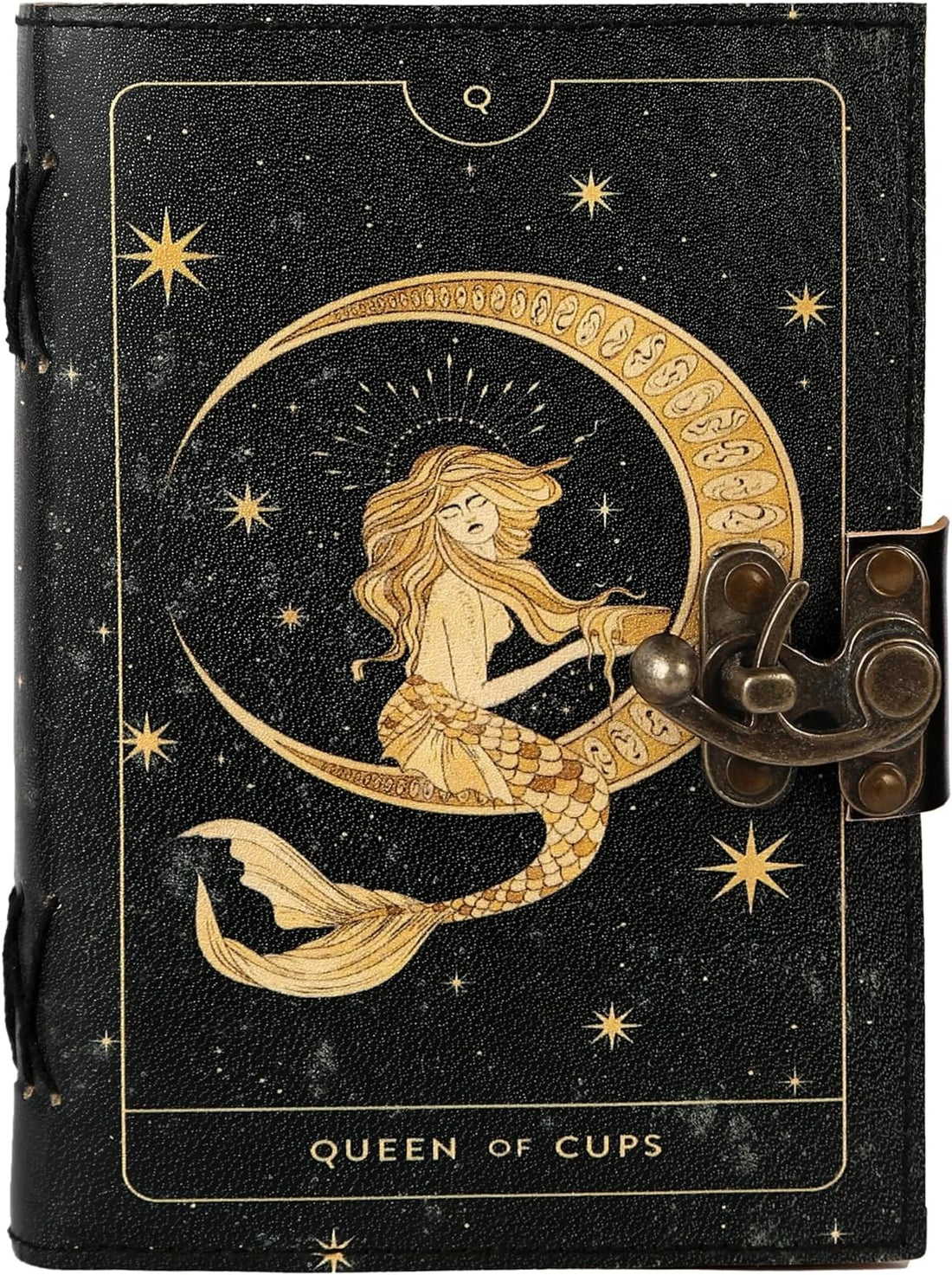 TUZECH Book of Spells Leather Bound Journal Deckle Edge Paper Grimoire Printed Diary Third Eye Notebook Spiral Gothic Notebook Antique Vintage Book for Men and Women